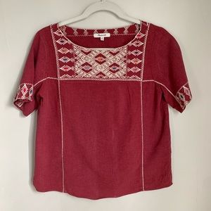 madewell maroon cropped shirt